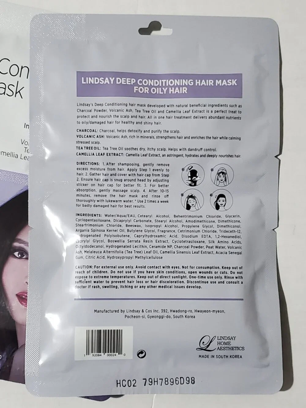 K-Beauty Lindsay Charcoal Hair Mask Lot (2pk) Deep Conditioning for Oily Hair